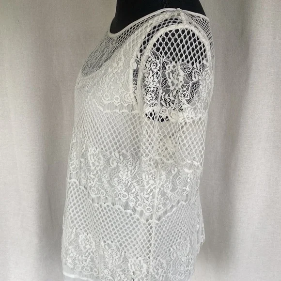 WHBM Lace Overlay Tee - Picture 3 of 6